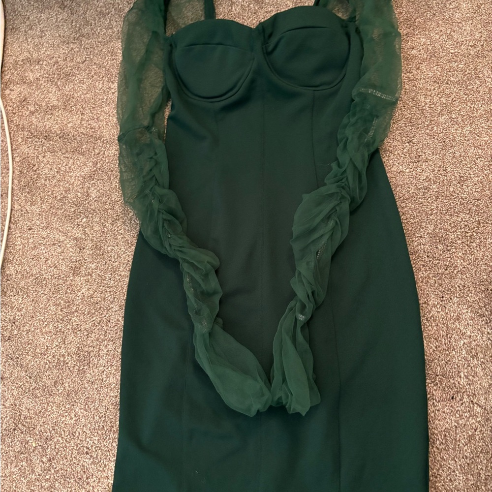 Amazon Essentials Green Bodycon Midi Dress Sweetheart Neckline